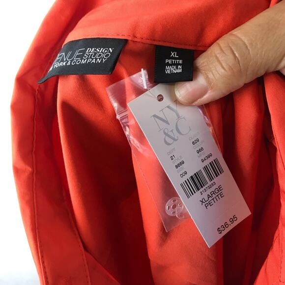 New York and Co Women's 3/4 Sleeve Collared Button Orange Shirt Blouse XL Petite - Picture 5 of 6